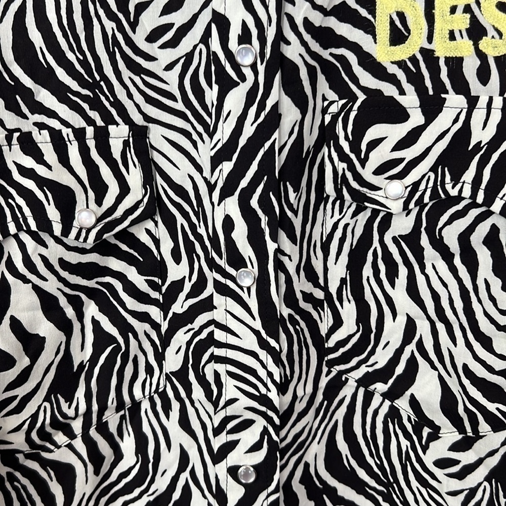 Free People x Sandrine Rose Zebra Animal Print Short Sleeve Top Size S - Picture 8 of 9